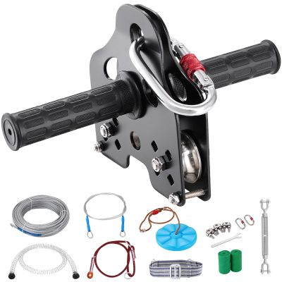 Happybuy 120 ft Zipline Kit for Kids & Adults, 500 lb Capacity, Backyard Playground Zip Line with Stainless Steel Spring Brake, Safety Harness, Quick Setup