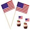 100 Pcs USA American Flag US Toothpick Flags, Cocktail Picks Mini Stick Cupcake Toppers Country Picks Party Decoration Celebration Cocktail Food Bar Cake Flags  view 1