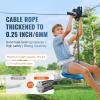 Happybuy 80 ft Zipline Kit for Kids & Adults, 500 lb Capacity, Backyard Outdoor Play, Quick Setup, Stainless Steel, Spring Brake, Safety Harness, Seat view 2