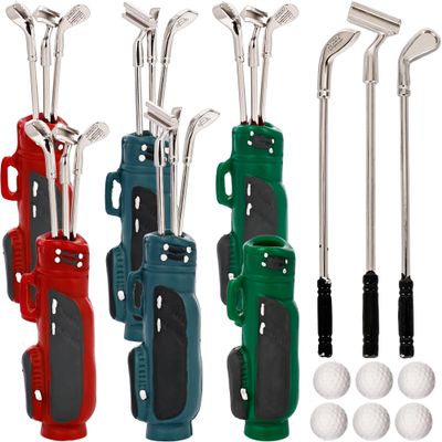 6 Sets Miniatures Golf Model Mini Golf Clubs Toys Golf Sports Dollhouse Accessories for 1:12 Scale Dollhouse Decorations Craft Project, 3 Colors