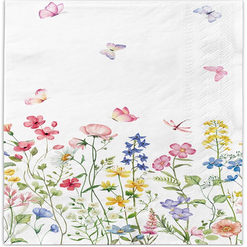 100 Wildflower Flower Napkins Disposable Bathroom Paper Hand Towels Napkins Disposable Decorative for Bathroom, Toilet, Wedding, Baby Shower, Birthday, Bridal Party Decor