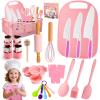 Kids Baking Cooking Set Real & Toddler Kid Apron, Kids Knife Set for Real Cooking & Basket,Food-Grade Material,Montessori Toddler Kitchen Tools, Christmas Birthday Gift for 3-10 Year Old Girls Boys view 1