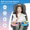 2PCS Resptasski Car Seat Cup Holder Snack Tray for Kids  Travel Tray for Car, Booster, Stroller, Outdoor Kit. Universal Adjustable Tray with Detachable Base for Snacks, Toys, Food (Sky Blue & Pink) view 3