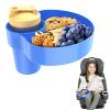 2PCS Resptasski Car Seat Cup Holder Snack Tray for Kids  Travel Tray for Car, Booster, Stroller, Outdoor Essentials Kit. Universal Adjustable Tray with Detachable Base for Snacks, Toys, Food (Blue) view 1