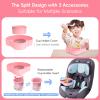 2PCS Resptasski Car Seat Cup Holder Snack Tray for Kids  Travel Tray for Car, Booster, Stroller, Outdoor Essentials Kit. Universal Adjustable Tray with Detachable Base for Snacks, Toys, Food (Pink) view 4