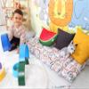 My Photostation.com Montessori Climbing Arch Pillow Waldorf Arch Rocker Pillow Kids Cushion Arch with Cushion Kid Rocker Cushion Wooden Arch ONLY Pillow - Dark Blue Planets Big 22x47''-55x120cm view 3