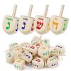 BARMI 10Pcs Wooden Spinning Top Toy, Heavy Duty Manual Rotation Gyro, DIY Patterns Portable DIY Painting Spinner Top Educational Desk Toy for Kids Teens Adults Gift White view 2