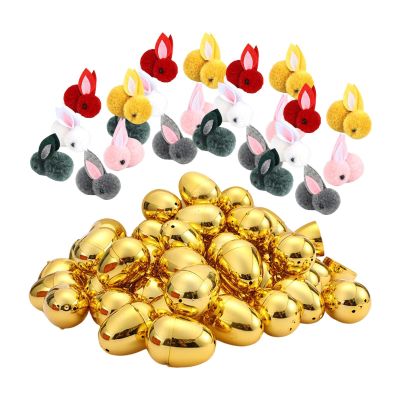 TTETTZ Golden Easter Eggs with Empty Easter Eggs Goodie Fillers for Company Activities, 24pcs