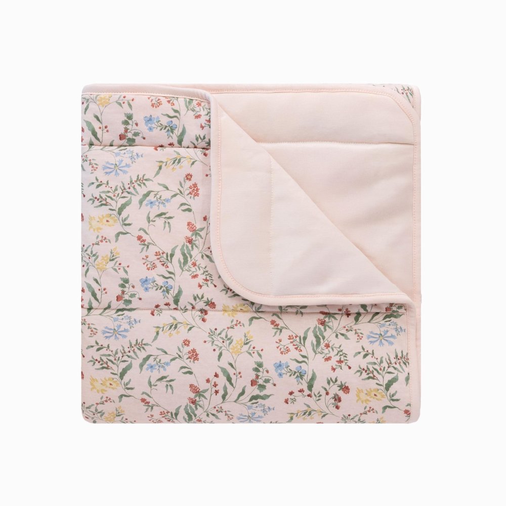 100% Cotton Baby Blankets for Girls, 41"x 27.5" Reversible 2-Sided Nursery Bed Blankets, Soft and Breathable Toddler Blanket, Cozy Crib Comforter and Crib Blanket Nursery Gift Set Newborn Essentials