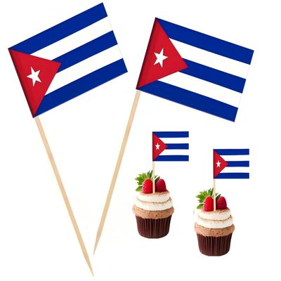 100 Pcs Cuba Flag Cuban Toothpick Flags, Cocktail Picks Mini Stick Cupcake Toppers Country Picks Party Decoration Celebration Cocktail Food Bar Cake Flags