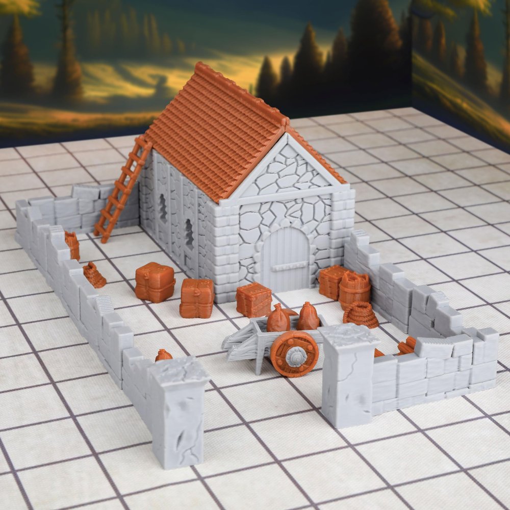 17pcs Stash DND Terrain Set- 28mm DND Miniatures Set for Tabletop Games, Uncolored with 3D Printed-F319