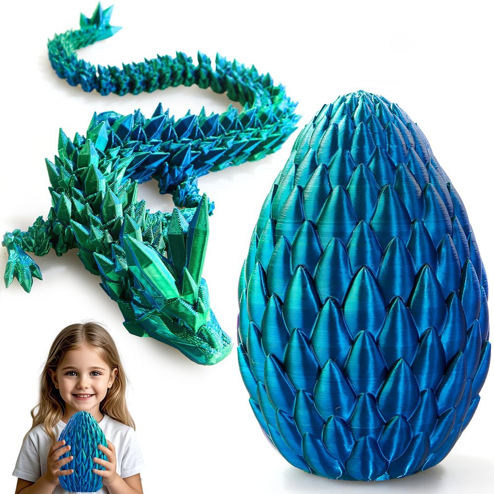 19''Large 3D Printed Dragon Egg,Articulated Dragon Inside, Surprise Big Dragons Egg Toy for Easter Basket Stuffers, for 5-7 4-6 8-12 Year Old Boys Kid Teen Girls