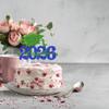 1 Pack Class of 2026 Cake Topper Glitter Congrats Grad Cap 2026 Graduation Cake Pick for 2026 Graduation Theme High School Boys Girls Graduate Party Cake Decorations Supplies Blue Green view 3