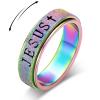 OreilleStar Fidget Spinner Anxiety Ring for Women: Fidget Toys Adults Cute Jesus Thumb Ring Stainless Steel Gold Silver Size 5 6 7 8 9 10 (Rainbow, 8) view 1