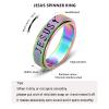OreilleStar Fidget Spinner Anxiety Ring for Women: Fidget Toys Adults Cute Jesus Thumb Ring Stainless Steel Gold Silver Size 5 6 7 8 9 10 (Rainbow, 8) view 2