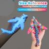Flavery 2 Pack 3D Printed Dragon with Wings - 9 inch Flying Dragon, Flexible Articulated Winged Animal, Office Desk Pet Toy, Home Decor, Easter Basket Stuffers (Candy Rainbow+ Glow Blue) view 2