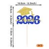 1 Pack Class of 2026 Cake Topper Glitter Congrats Grad Cap 2026 Graduation Cake Pick for 2026 Graduation Theme High School Boys Girls Graduate Party Cake Decorations Supplies Gold Blue view 2