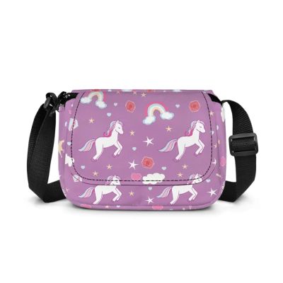 Kxyudcn Kids Simple Flap Crossbody Bag Rainbow Fanny Pack Horse Print Large Shoulder Tote Bag for Teenager Girls Outdoor Travel School Nice Birthday Gifts for Girls Age 4-16 Kawaii School Satchel