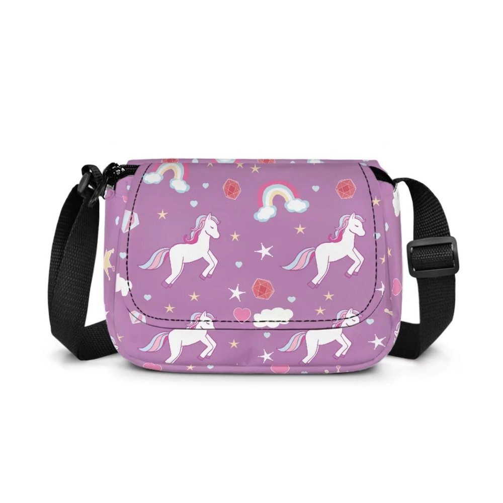 Kxyudcn Kids Simple Flap Crossbody Bag Rainbow Fanny Pack Horse Print Large Shoulder Tote Bag for Teenager Girls Outdoor Travel School Nice Birthday Gifts for Girls Age 4-16 Kawaii School Satchel