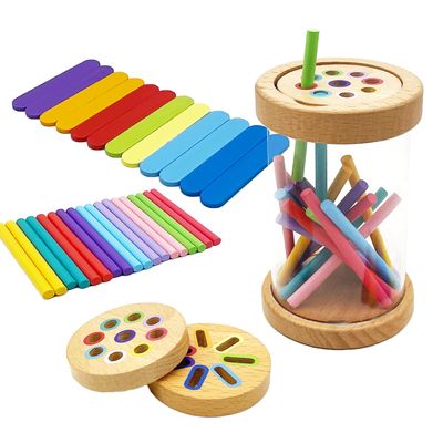 CKCBJXYM Montessori Shape & Color Sorting Montessori Toys for Toddlers 3, Wooden Fine Motor Skills Sensory Toy Preschool Learning Toys Travel Gift for Boys and Girls (Acrylic Set)