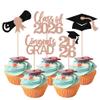 30 Pack 2026 Grad Cupcake Toppers Glitter Class of 2026 Cupcake Picks Congrats Grad Cap Diploma Cupcake Decorations for Senior 2026 Graduation Theme Party Supplies Rose Gold view 1