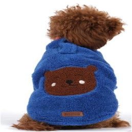 Doredo-g Teddy Bear Dog Hoodie, Plush Puppy Sweatshirt, Soft Warm Pet Outfit for Small Medium Dogs, Cozy Winter Fleece Clothes for Pets (Blue, X-Large)