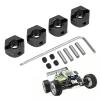 12mm Aluminum Wheel Hex Drive Hub Adaptor for 1/10 RC Car, High Accuracy RC Car Parts, Bend Wheel Hex Hubs Drive Adapter for Arrma Senton, Granite (Black) view 4