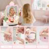 KizKnows Wooden Vanity Set for Kids Pretend Play Makeup Toy Set with Rotatable Mirror Toddler Beauty Salon Play Set with Makeup Accessories Gifts for Little Girls Age 3+ (Pink) view 3