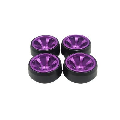 4PCS Metal Wheel Hub Drift Tire for Rc 1:28 for Wltoys K989 K969 for Mini-Q for Mini-Z HGD1 for DRZ for XRX(Purple)