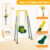 3-in-1 Toddler Swing Set, Foldable Baby Swing with Stand, Indoor & Outdoor Kids Swings Sets, Multifunctional Swings for Home Backyard, Easy to Install and Store (Dark Green) view 4