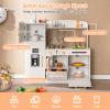 HONEY JOY Kids Kitchen Playset, Wooden Toy Kitchen Set with Lights & Sounds, Microwave, Ice Maker, Storage Box, Interactive Little Chef Pretend Play Kitchen for Toddlers, Gift for Boys Girls (White) view 4