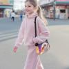 Kxyudcn Crossbody Travel Bags for Kids Rabbit Flap Crossbody Bag Kids Purple Lightweight Casual Sling Bag with Zipper Closure Small Satchel Bag for Teen Girls Kawaii Messenger Bag view 3