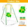 3-in-1 Toddler Swing Set, Foldable Baby Swing with Stand, Indoor & Outdoor Kids Swings Sets, Multifunctional Swings for Home Backyard, Easy to Install and Store (Green) view 2