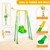 3-in-1 Toddler Swing Set, Foldable Baby Swing with Stand, Indoor & Outdoor Kids Swings Sets, Multifunctional Swings for Home Backyard, Easy to Install and Store (Green) view 4