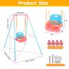 3-in-1 Toddler Swing Set, Foldable Baby Swing with Stand, Indoor & Outdoor Kids Swings Sets, Multifunctional Swings for Home Backyard, Easy to Install and Store (Blue Pink) view 2