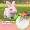 Easfan Walking Rabbit Interactive Electronic Pet Plush Bunny Toy with Sounds and Movements Hoping Rabbit Ears Moving Educational Plush Toy Easter Birthday Gifts for Kids Girls, 7'',White-Pink view 3