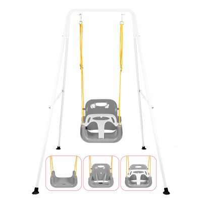 3-in-1 Toddler Swing Set, Foldable Baby Swing with Stand, Indoor & Outdoor Kids Swings Sets, Multifunctional Swings for Home Backyard, Easy to Install and Store (White)