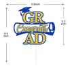 Congrats Grad Cake Topper, Congratulations/Mastered It, So Proud of You, 2025 High School University Gradaution Party Decorations Blue and Gold Glitter view 2