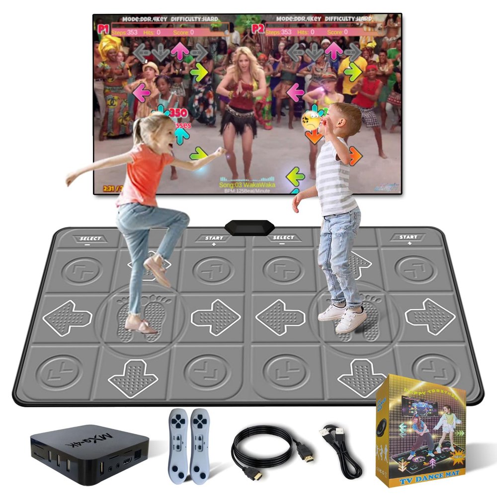 YRPRSODF Dance Mat for Kids and Adults, TV Dance Mats Game for Girls Boys,Dance pad for Exercise, Double Dancing Mat for Family Games,Gifts Ideas for Girls and Boys,Grey