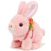 Easfan Walking Pink Rabbit Interactive Electronic Pet Plush Bunny Toy with Sounds Hopping Rabbit Ears Moving Educational Plush Toy Easter Birthday Gifts for Kids Girls, 7'' view 1