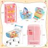 165Pcs Mini Shopping Cart Basket Miniature Food Drink Toy Supermarket Metal Handcart Shelves Cash Register Fridge Food Scale Trolley Dollhouse Store Grocery Accessories Kitchen Play Game Party Model view 3