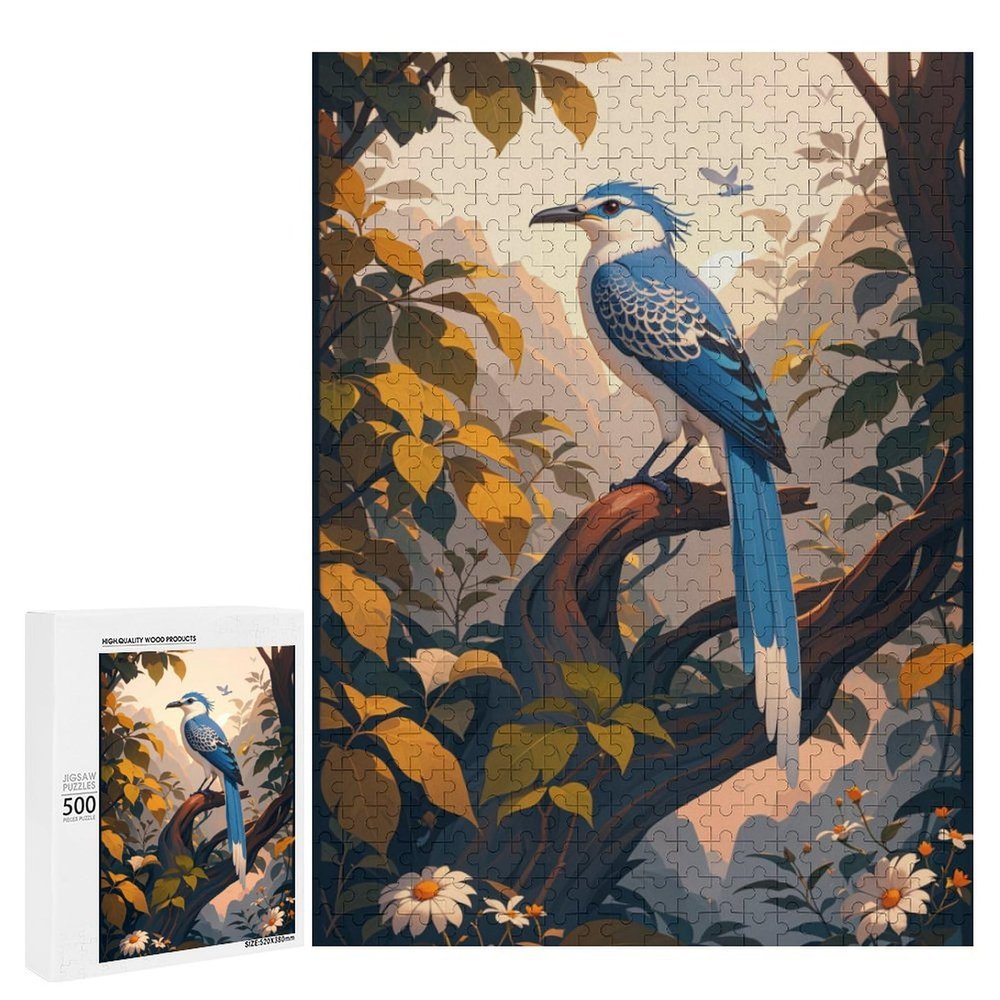 Wooden Puzzle - Retro Bird Jigsaw PuzzlesWooden Puzzles for Adults 500 Pieces Unique Gifts for Wall ArtChallenge PuzzlesEducational GamesFamily Puzzles