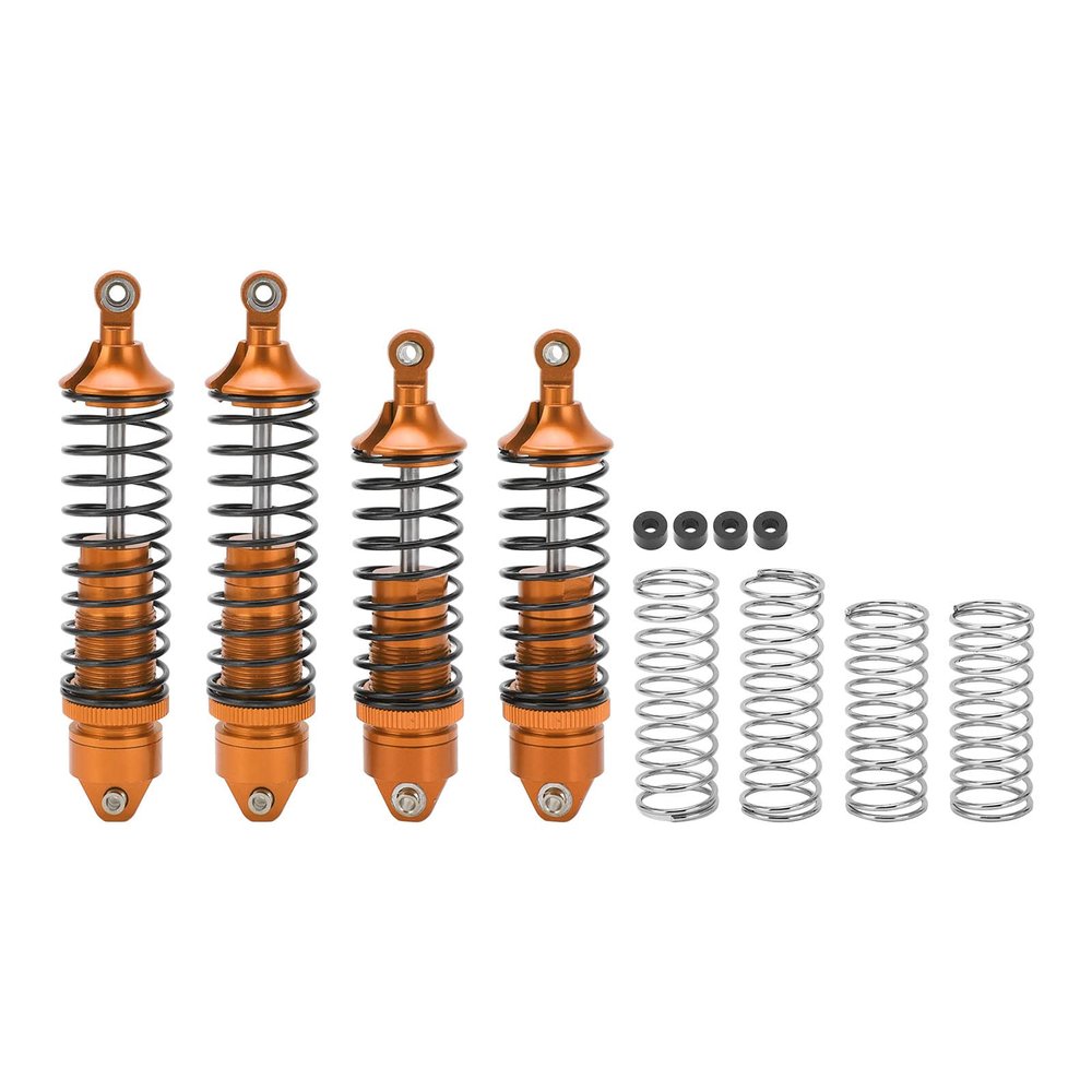 4Pcs RC Car Shock Absorbers Set, Replacement Shocks for LOSi Lasernut U4 Tenacity 1/10 Off Road Vehicle, High Elastic Spring, Aluminum Alloy and Plastic Material, Stable Running (Orange)