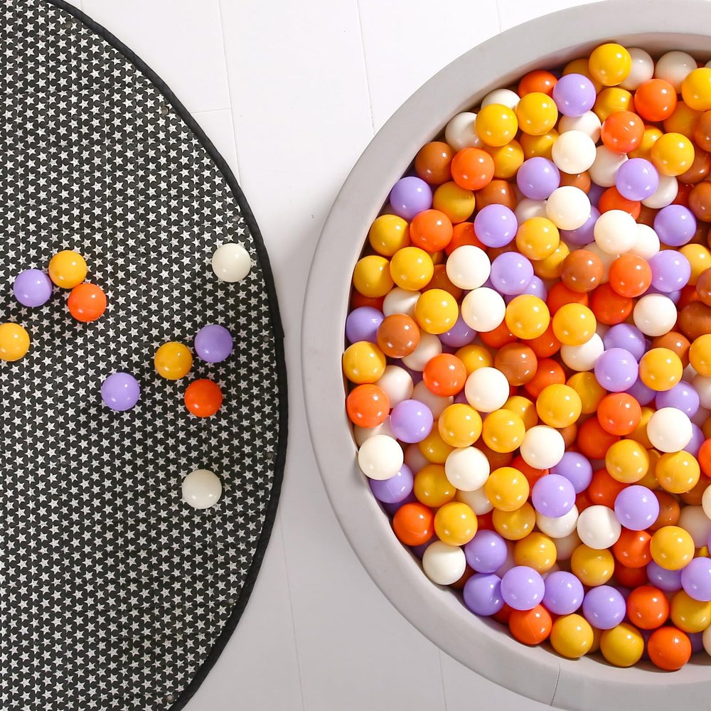 GOGOSO Cream Ball Pit Balls 100 Balls, 2.2 Inch Ball Pool Balls for Baby Fun Toys, Different Shaped for Toddler Ball Pit, Boys Girl Kids Birthday, Tent,Slides,Orange-Purple Blend