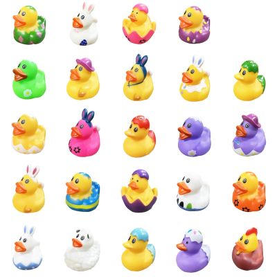 24Pcs Easter Ducks,Mini Rubber Ducks for Kids,2 Inch Bunny Duckies Bath Toys for Easter Party Favors Supplies Decoration,Classroom Exchange Prizes Gifts