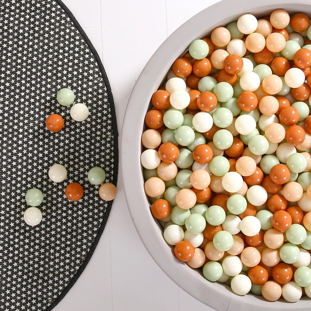 GOGOSO Cream Ball Pit Balls 100 Balls, 2.2 Inch Ball Pool Balls for Baby Fun Toys, Different Shaped for Toddler Ball Pit, Boys Girl Kids Birthday, Tent,Slides, Cream Green-Nude Combo