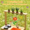 HONEY JOY Mud Kitchen, Fir Wood Outdoor Play Kitchen for Toddlers, 4 Planting Cups, Cookware, Faucet & Sink, DIY Acrylic Board & Blackboard, Storage, Mud Table, Mud Kitchen for Kids Outdoors, Natural view 2