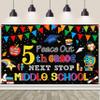 AIBIIN 5th Grade Graduation Backdrop Banner Peace Out 5TH Grade Next Stop Middle School Backdrop 5th Grade Graduation Party Decor Elementary School Classroom Banner 70.8 x 43.3 inch Black view 1