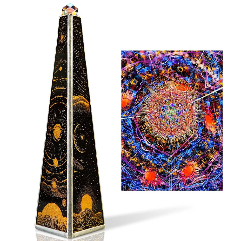 7.5" Stars and Moon Kaleidoscope for Adults,Handmade Triangular Prism Sun Planet Universe Adults Kaleidoscope, Gift Box,Birthday Christmas New Year Valentine's Day Present Gift Man Woman