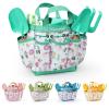 Grenebo Kids Gardening Set Toys,Includes Metal Trowel,Transplanting Shovel,Garden hat,Rake,Apron,Gloves,Watering Can,and Tool Organizer Bag (Lake Green) view 1